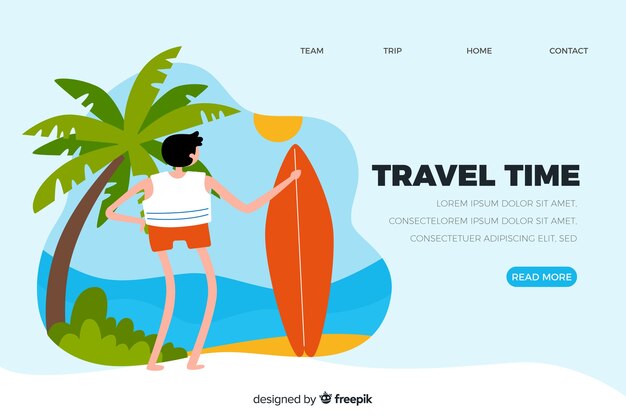 Flat travel landing page template