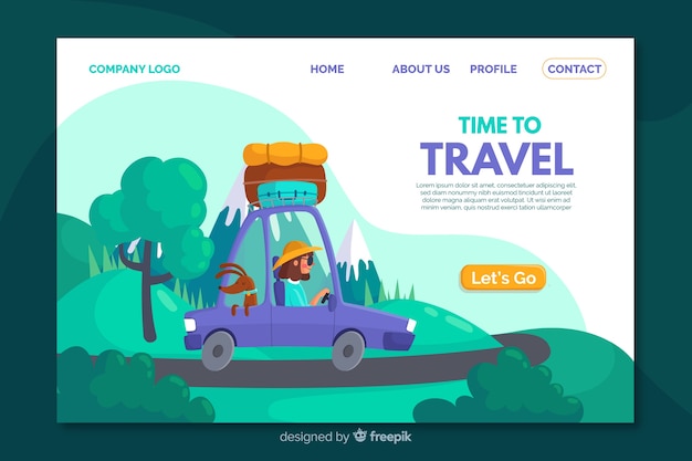 Flat travel landing page template