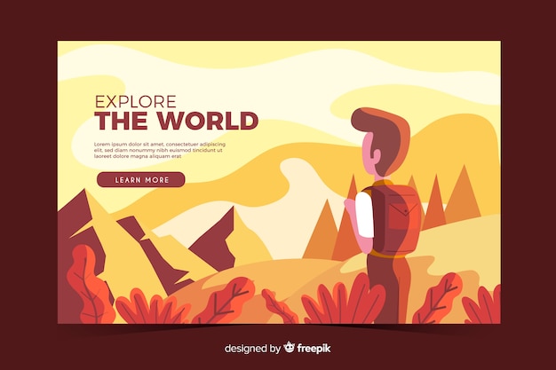 Free vector flat travel landing page template