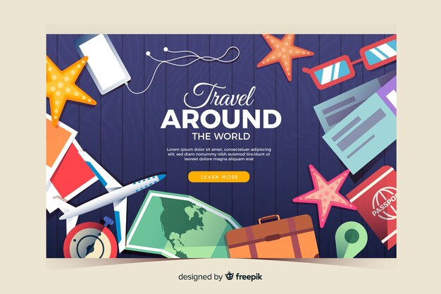 Flat travel landing page template