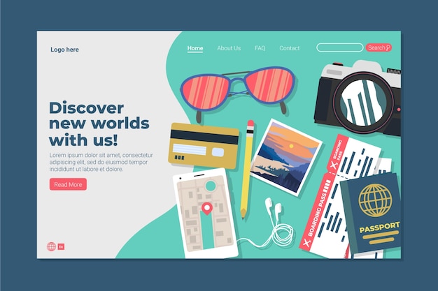 Free vector flat travel landing page template