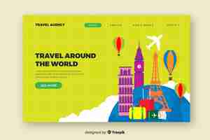 Free vector flat travel landing page template