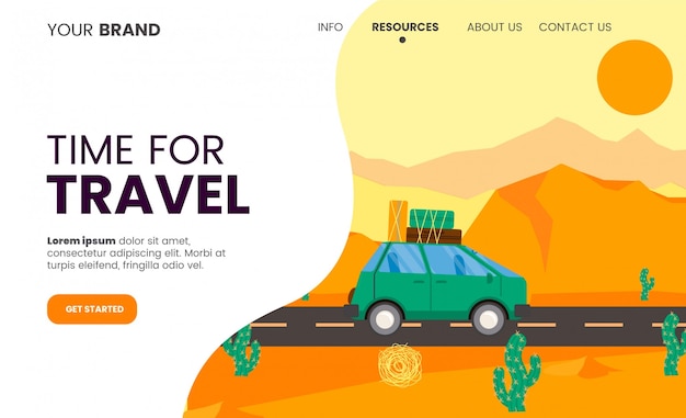 無料ベクター flat travel landing page template