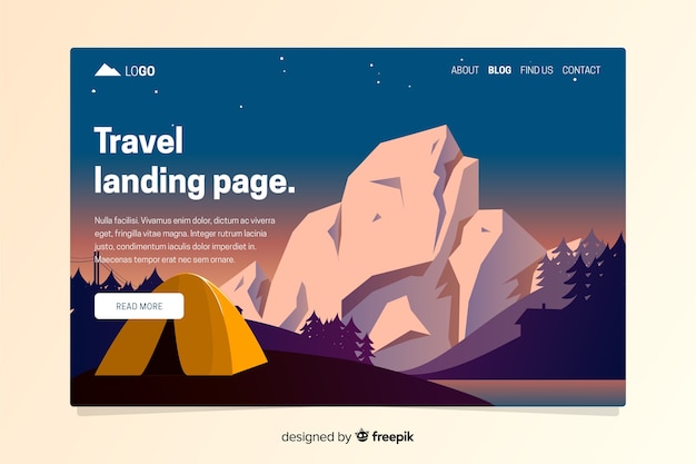 Flat travel landing page template