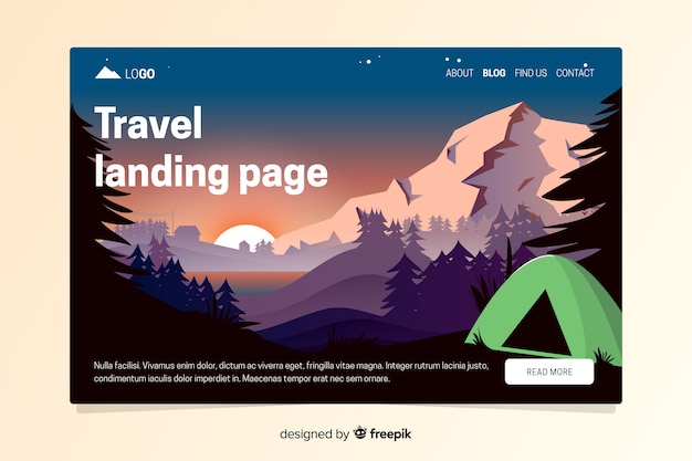 フラットトラベルランディングページテンプレート