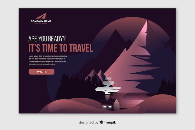 Flat travel landing page template