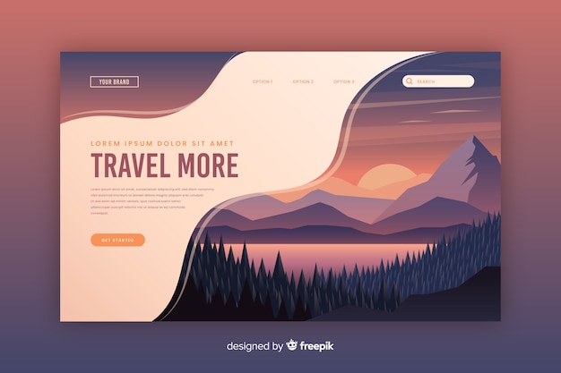 Free vector flat travel landing page template