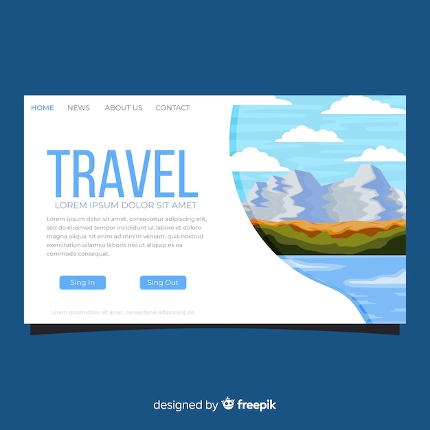 Free vector flat travel landing page template