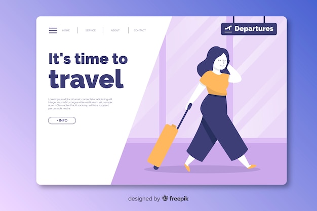 Free vector flat travel landing page template