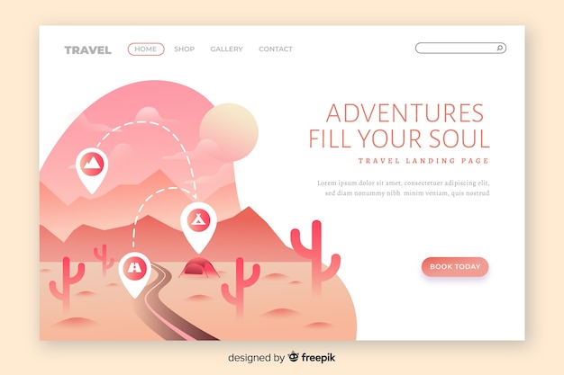 Flat travel landing page template