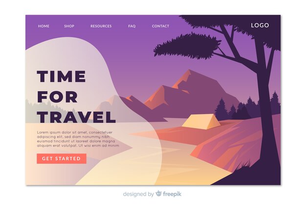 Flat travel landing page template