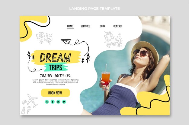 Free vector flat travel landing page template