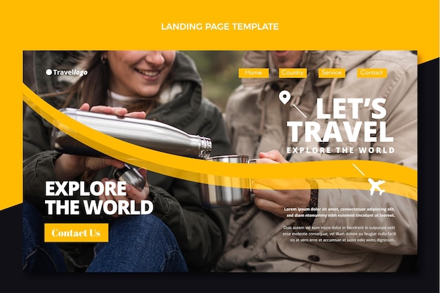 Free vector flat travel landing page template