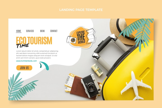 Free vector flat travel landing page template