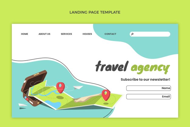 Flat travel landing page template
