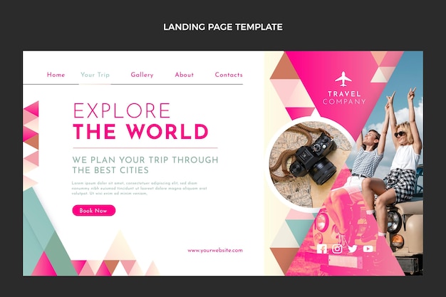 Free vector flat travel landing page template