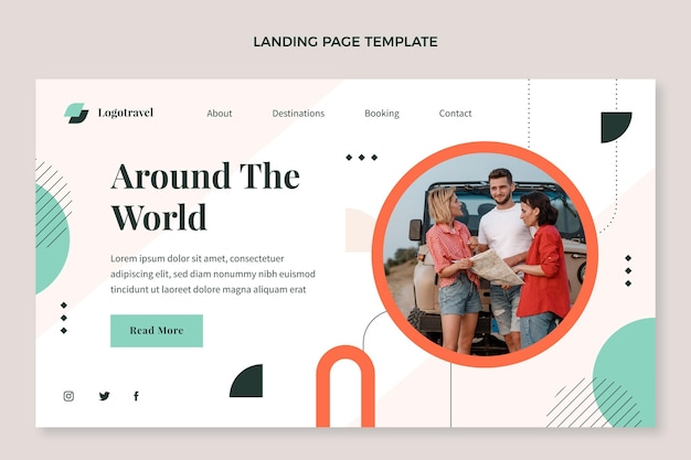 Free vector flat travel landing page template