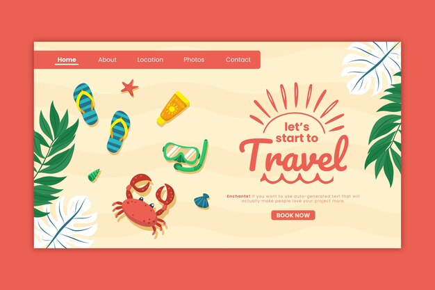 Flat travel landing page template