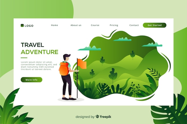 Free vector flat travel landing page template