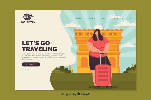 Flat travel landing page template