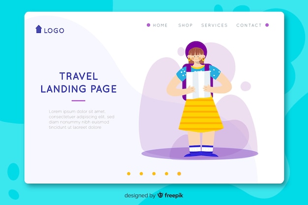 Flat travel landing page template