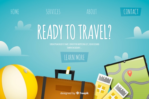 Free vector flat travel landing page template