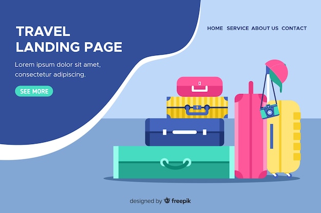 Free vector flat travel landing page