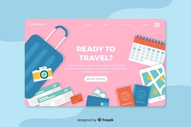 Flat travel landing page