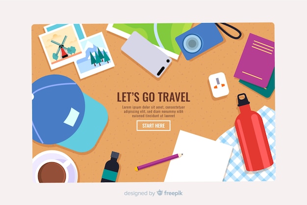 Flat travel landing page