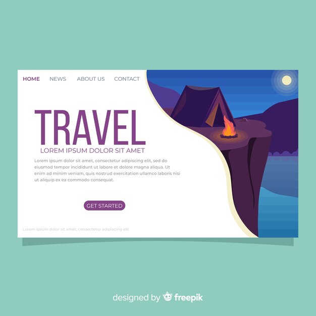 Flat travel landing page
