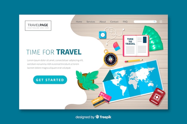 Free vector flat travel landing page