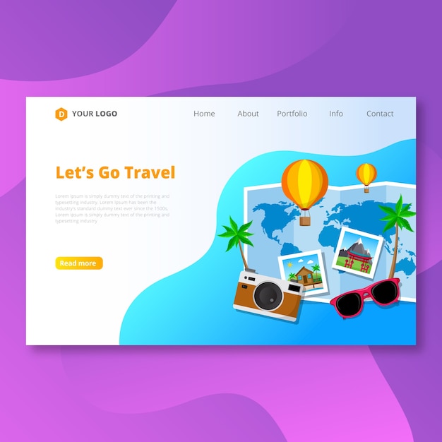 Free vector flat travel landing page