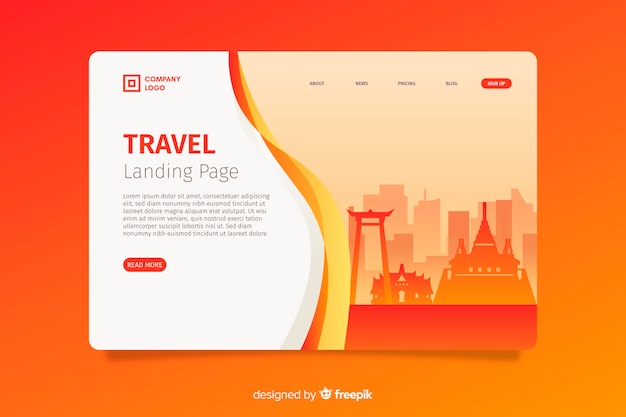 Flat travel landing page