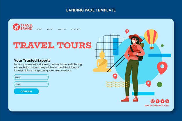 Flat travel landing page
