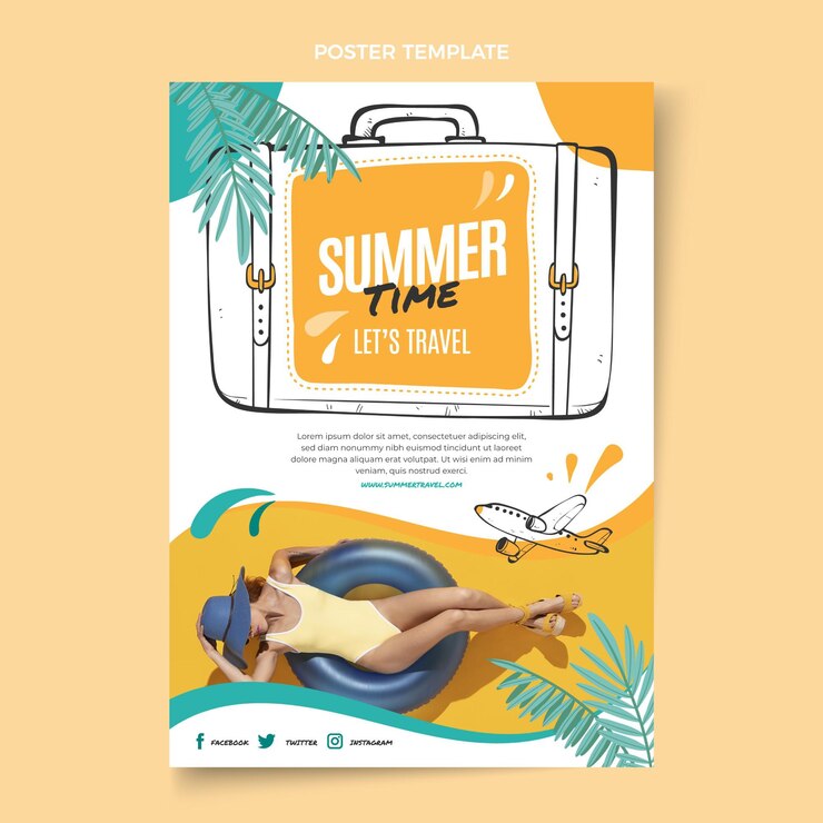 Free Vector flat travel poster template