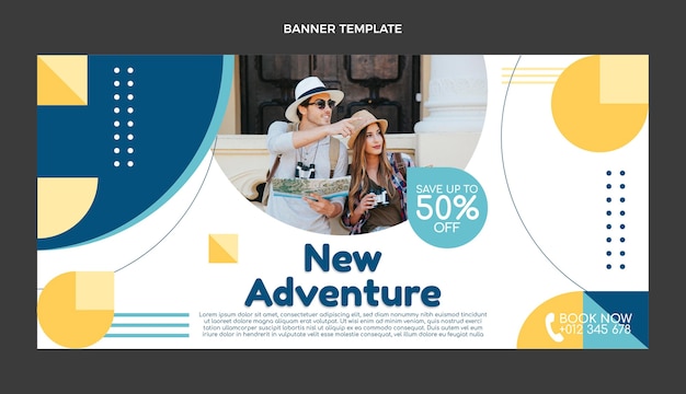 Flat travel sale banner template