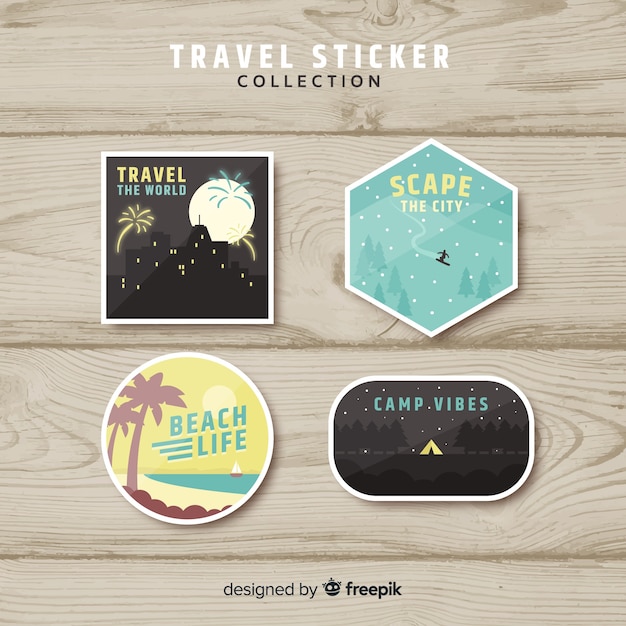 Free vector flat travel sticker collection