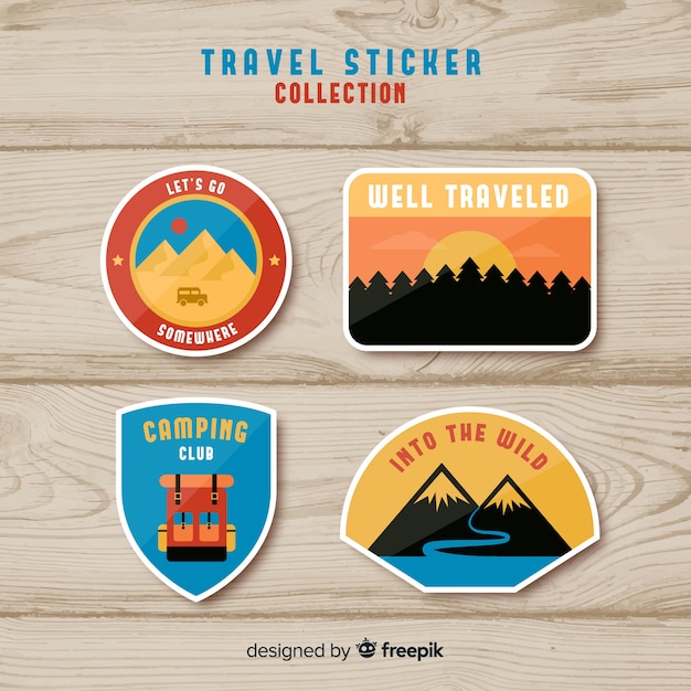 Free vector flat travel sticker collection