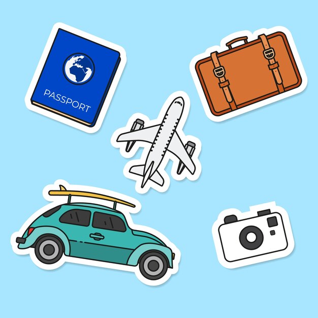 Flat travel sticker collection