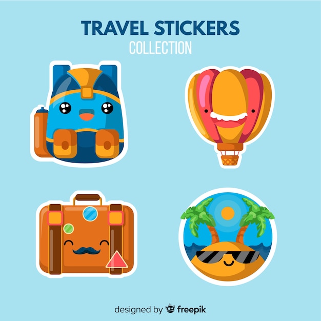 Free vector flat travel stickers collection