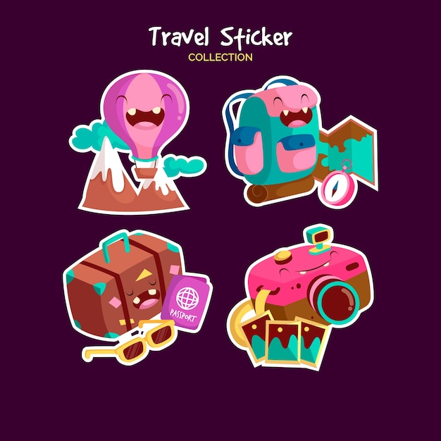 Free vector flat travel stickers collection