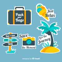 Free vector flat travel stickers collection