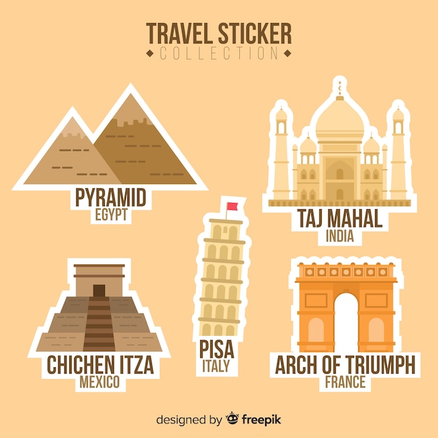 Free vector flat travel stickers collection