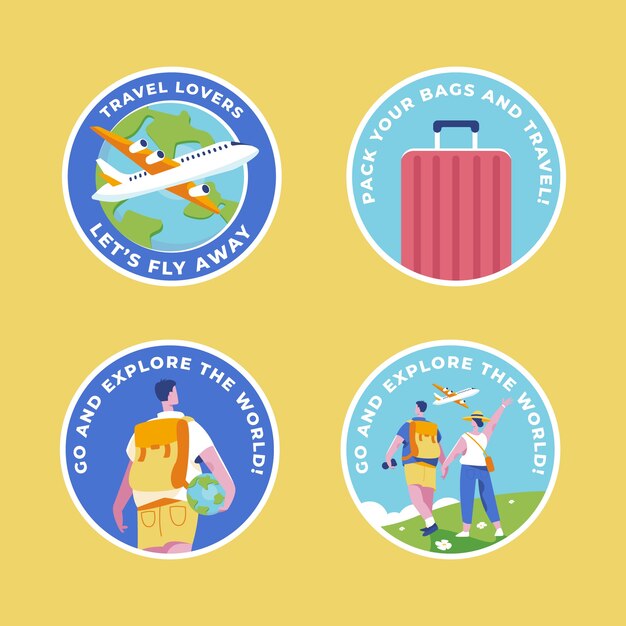 Free vector flat travel time labels collection