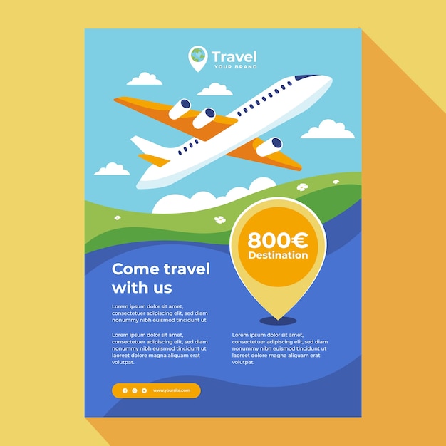 Free vector flat travel time vertical poster template