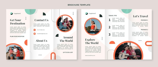 Flat travel trifold brochure template