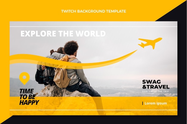 Free vector flat travel twitch background