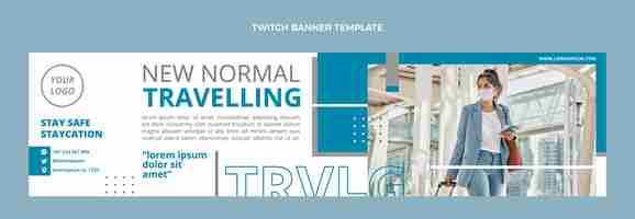 Free vector flat travel twitch banner template