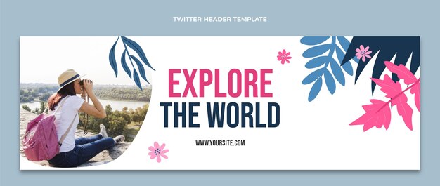 Free vector flat travel twitter header