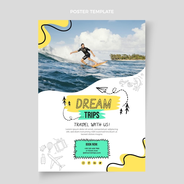 Flat travel vertical poster template